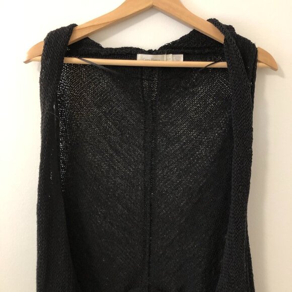 Y2K Costa Blanca Sleeveless Open Front Cardigan Sweater Vest Long Black Small - Picture 3 of 12